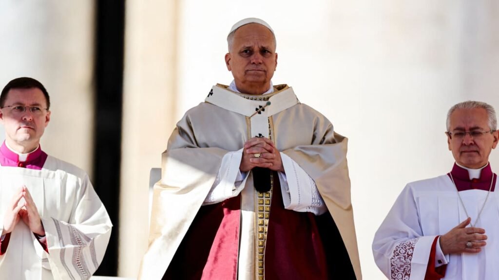 Pope Leo XIV celebrates a Mass for the Jubilee of Choirs, in Saint Peter's Square, at the Vatican, November 23, 2025.