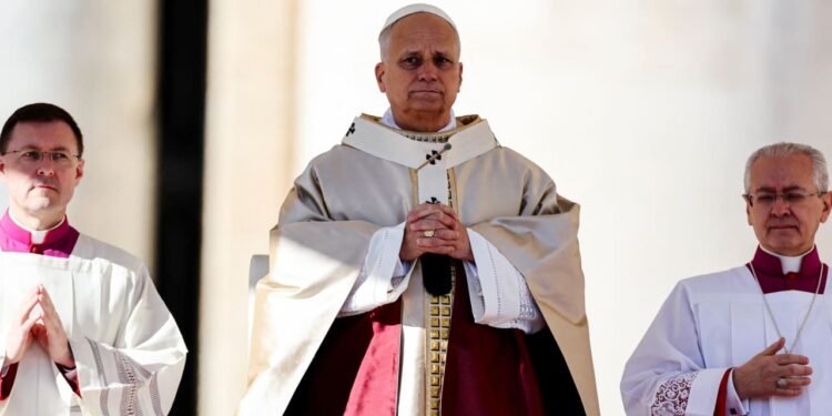 Pope Leo XIV celebrates a Mass for the Jubilee of Choirs, in Saint Peter's Square, at the Vatican, November 23, 2025.