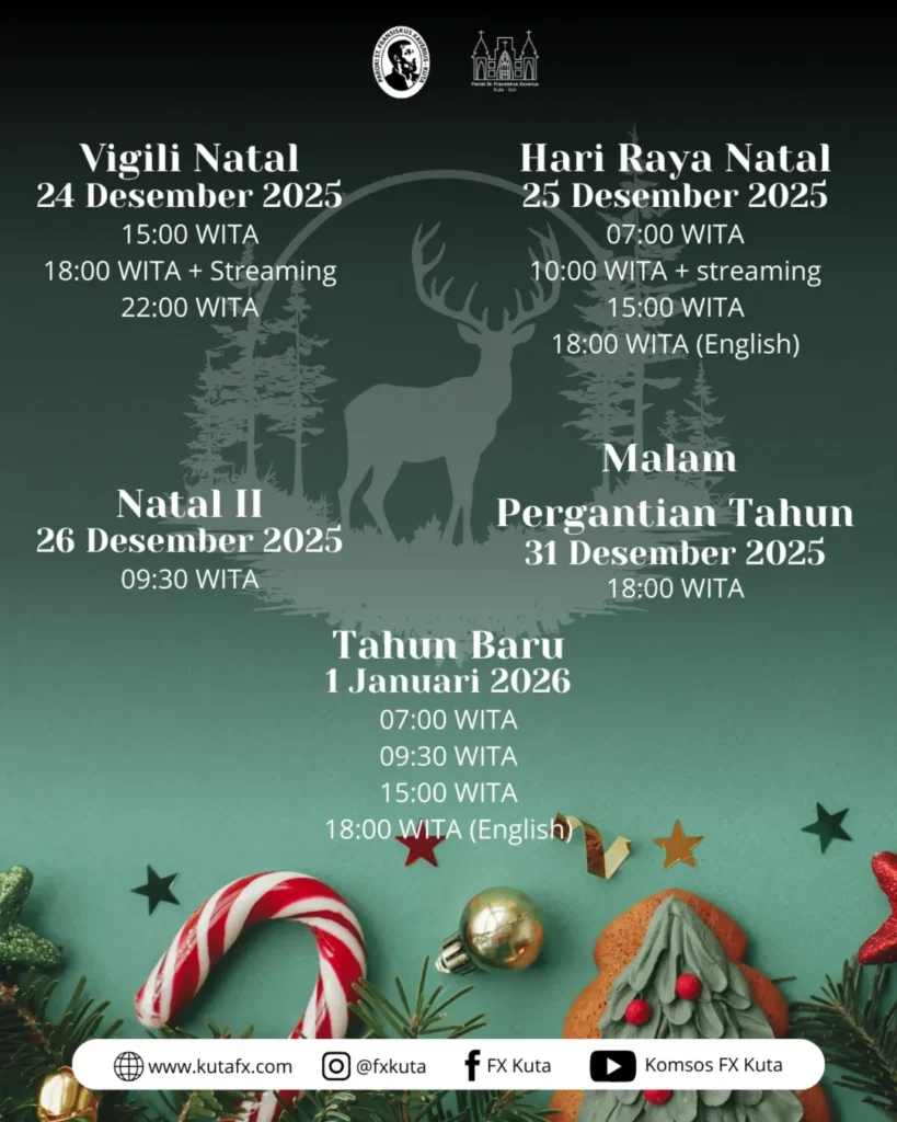 Essential Guide to Catholic Christmas Mass Schedules 2025 at Bali's Major Churches 39 Infographic of Christmas and New Year Mass schedule at FX Kuta Catholic Church 2025