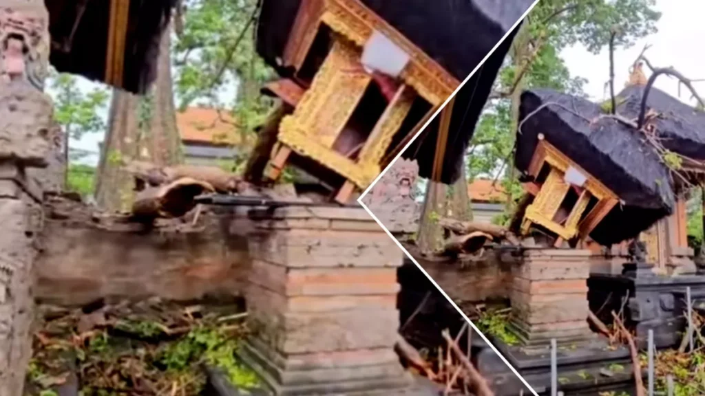 Bad Weather in Bali: Ancient Temple in Badung Damaged by Storm-Felled Tree 1 cuaca buruk di bali 694f4b4a5cc4f