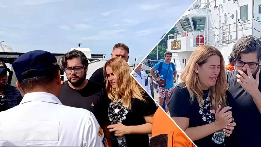 Grief at the Harbor: A Valencia Coach’s Wife Awaits News as Komodo Search Continues 2 Mar Martinez Ortuno cries at Labuan Bajo Harbor and asks officers to find his four family members (Dok Detik/ Ambrosius Ardin)