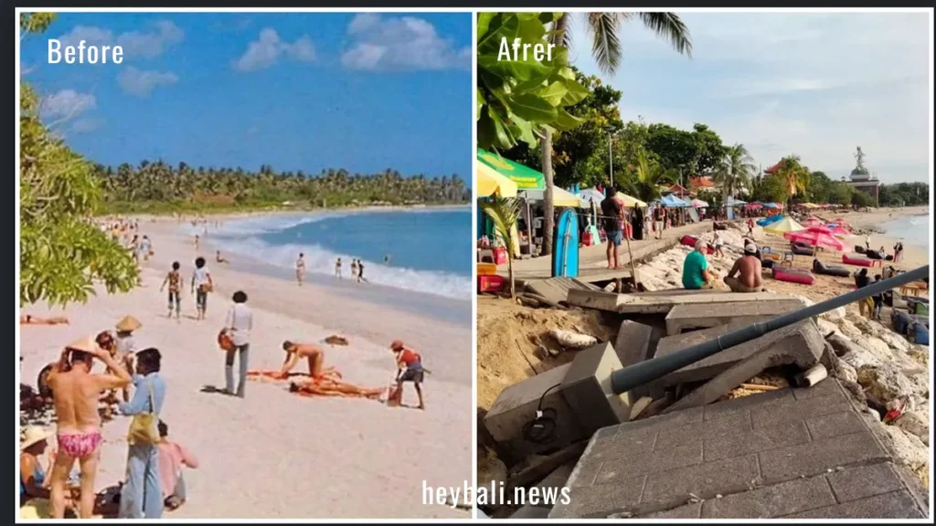 Kuta Beach Abrasion: As Bali's Iconic Shoreline Continues to Vanish 3 Before and After Photo Kuta beach Abrasion