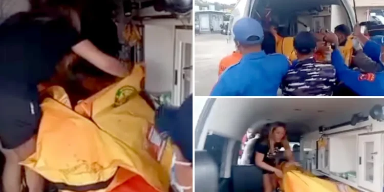 Screenshot of video of Valencia coach's wife's sadness when she found out that one of her children was found in Labuan Bajo