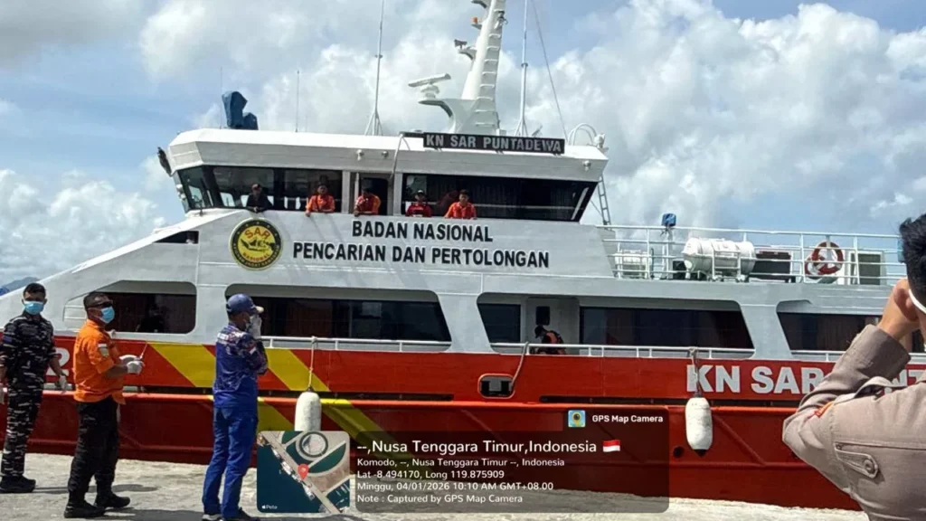 Basarnas ship docked at Labuan Bajo marina after carrying the body of Valencia coach, January 4, 2025 (Hey Bali)