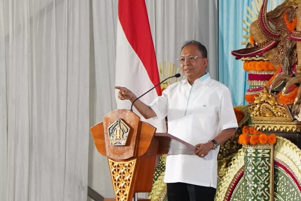 Bali’s Traffic Problem Is Real. Here Is How Governor Wayan Koster Plans to Fix It 38 Bali Governor Wayan Koster delivered a speech at the groundbreaking ceremony for the construction of a shortcut road in Buleleng Regency, Bali Province, Wednesday (January 7, 2026) (Bali Provincial Government Public Relations.)
