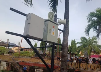 Flood early warning loudspeakers at Kumbasari Market, Denpasar City, Bali, activated on Friday (January 22, 2025).