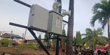 Flood early warning loudspeakers at Kumbasari Market, Denpasar City, Bali, activated on Friday (January 22, 2025).