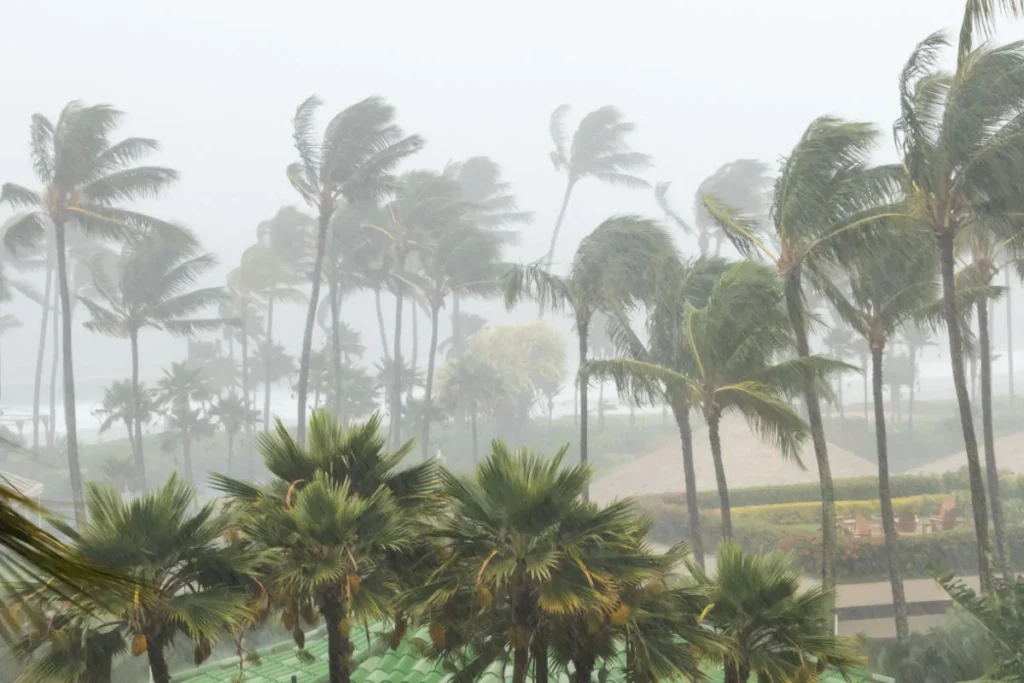 Photo of strong winds and heavy rain on one of Bali's coastal beaches