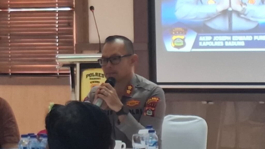 Badung Police Chief AKBP Joseph Edward Purba during a meeting with the media recently.
