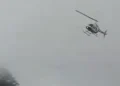 A photo of the helicopter carrying Raffi Ahmad, President Prabowo's special envoy. The helicopter is seen circling due to bad weather (IST)