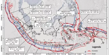 Photo: A segment of the megathrust zone in southern Java and Sumatra. (Doc. Journal "On the potential for megathrust earthquakes and tsunamis off the southern coast of West Java and southeast Sumatra, Indonesia")