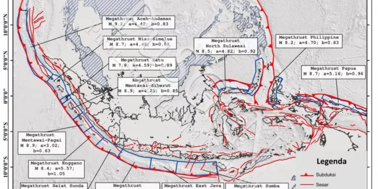 Photo: A segment of the megathrust zone in southern Java and Sumatra. (Doc. Journal "On the potential for megathrust earthquakes and tsunamis off the southern coast of West Java and southeast Sumatra, Indonesia")