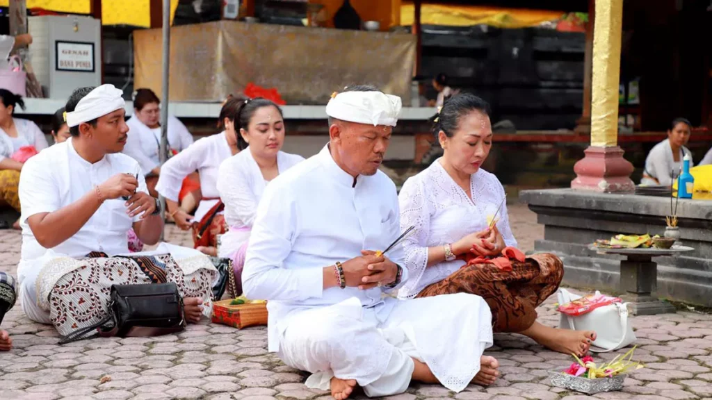 Photo of I Made Daging and ATR/BPN Staff Performing the Tirtayatra Ritual (Hey Bali/Latto) Ancient Rituals