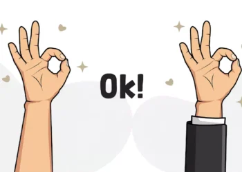 Infographic illustration of OK symbol and writing