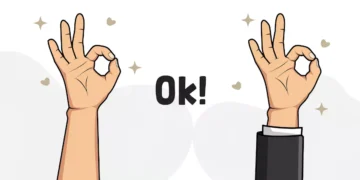 Infographic illustration of OK symbol and writing