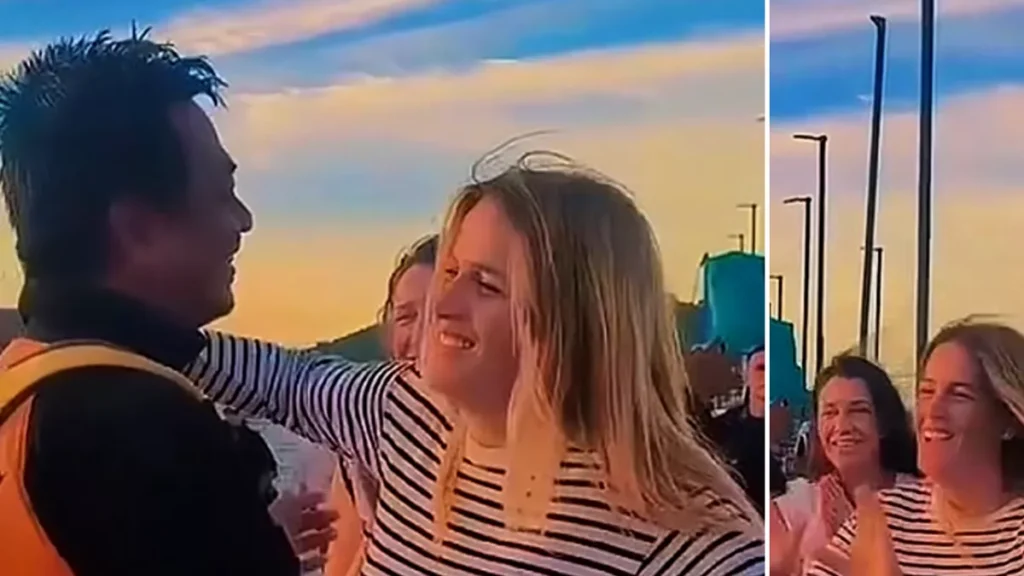 Screenshot of Valencia Coach's Wife giving support to a search and rescue officer she knows well, January 5, 2026 (Heybali)