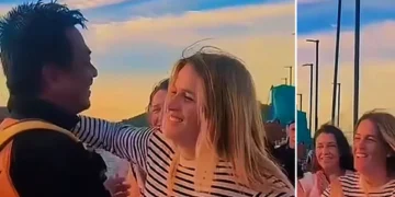 Screenshot of Valencia Coach's Wife giving support to a search and rescue officer she knows well, January 5, 2026 (Heybali)