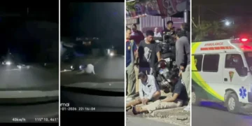 Screenshot of a video of a motorcycle collision on Batu Gong Road, Bali, January 23, 2026 (Hey Bali)