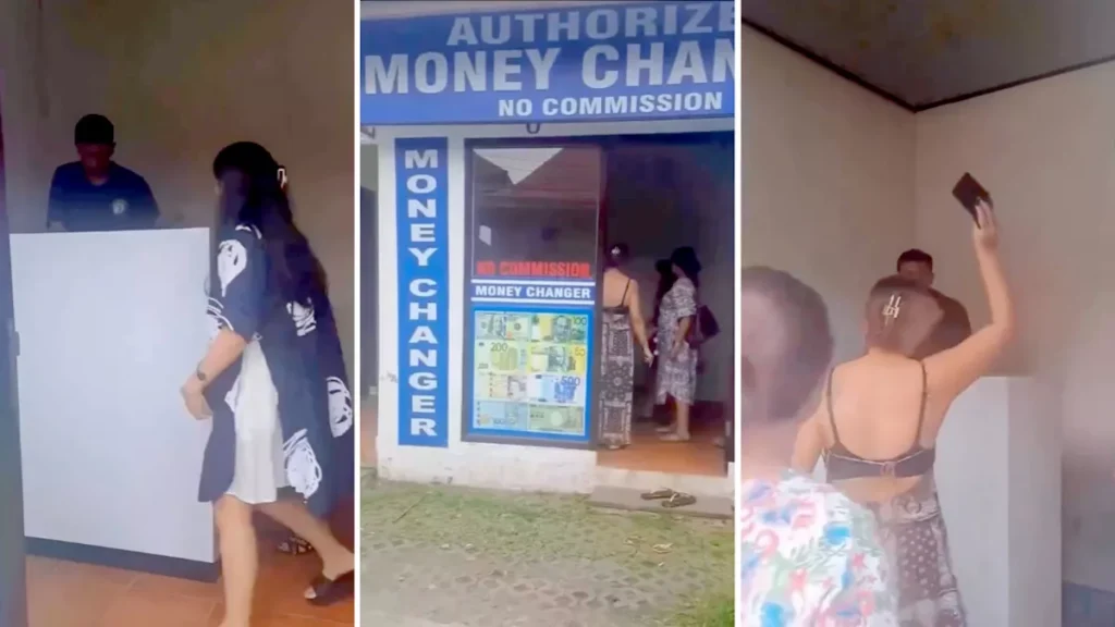 Viral Video Screenshot: Two tourists go on a rampage at a money changer in the Ubud area (Hey Bali)