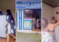 Viral Video Screenshot: Two tourists go on a rampage at a money changer in the Ubud area (Hey Bali)