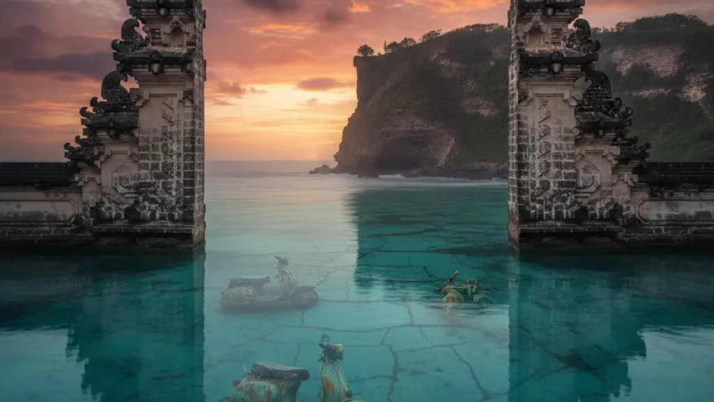 Could Bali Become the Next Atlantis? The Alarming Data on Sinking Shores 2 Illustration of rising sea levels in Bali (Photo created by AI)