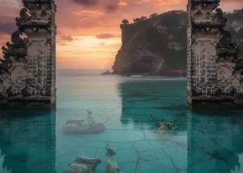 Illustration of rising sea levels in Bali (Photo created by AI)