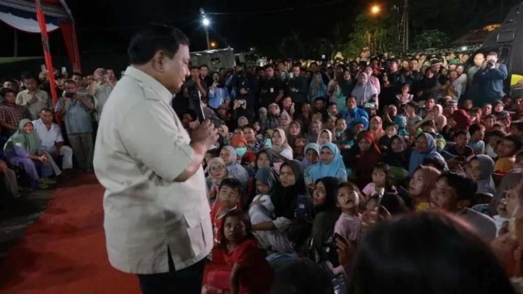 President Prabowo Subianto celebrated New Year's Eve 2026 with displaced residents affected by the disaster in Batu Hula Village, Batang Toru District, South Tapanuli Regency, North Sumatra.