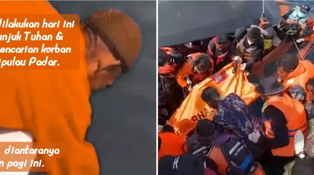 A collage of a traditional ritual performed by a Bajo tribal elder and a photo of the discovery of a body believed to be Valencia's coach in Padar waters. January 4, 2026 (Heybali)