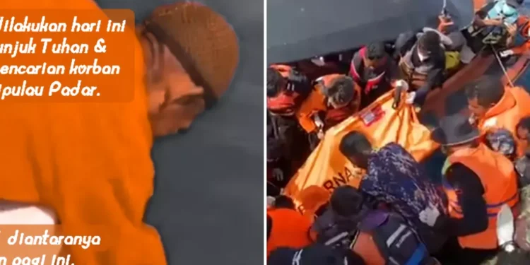 A collage of a traditional ritual performed by a Bajo tribal elder and a photo of the discovery of a body believed to be Valencia's coach in Padar waters. January 4, 2026 (Heybali)