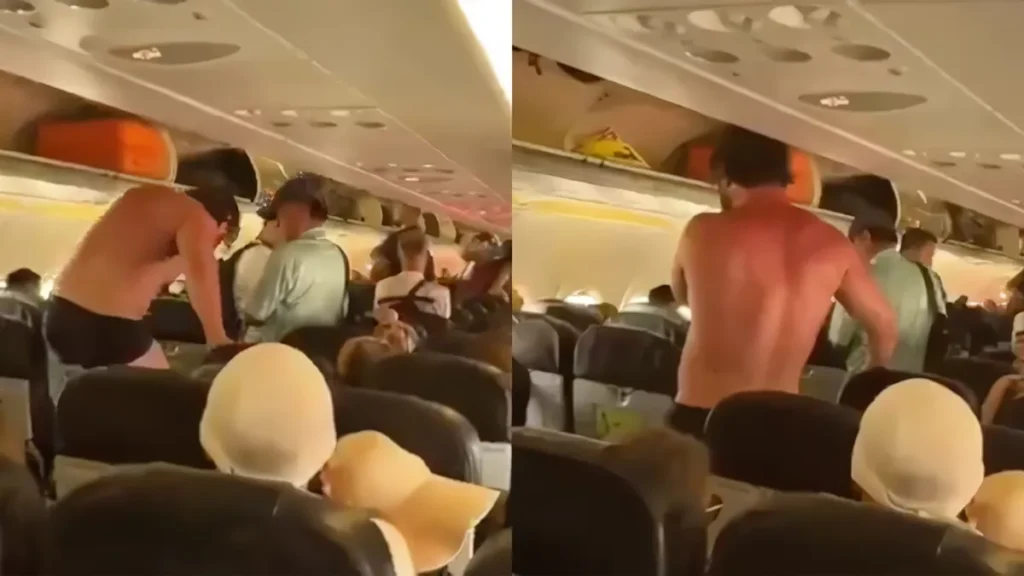 Russian tourist nearly naked on AirAsia flight (Screenshot)