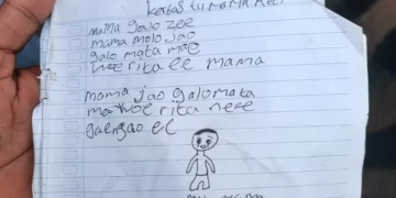 A letter left by an elementary school student who committed suicide in Ngada, East Nusa Tenggara.