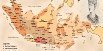 Photo of a map of Indonesia based on the territory of Majapahit in ancient times (ist)