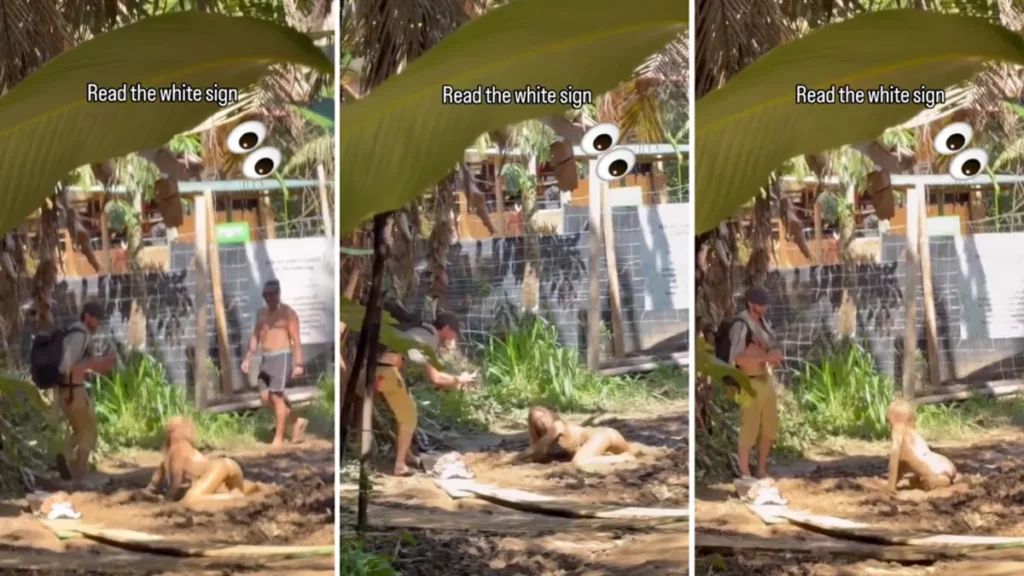 Screenshot of Viral Video of Woman Playing in Mud (Hey Bali)