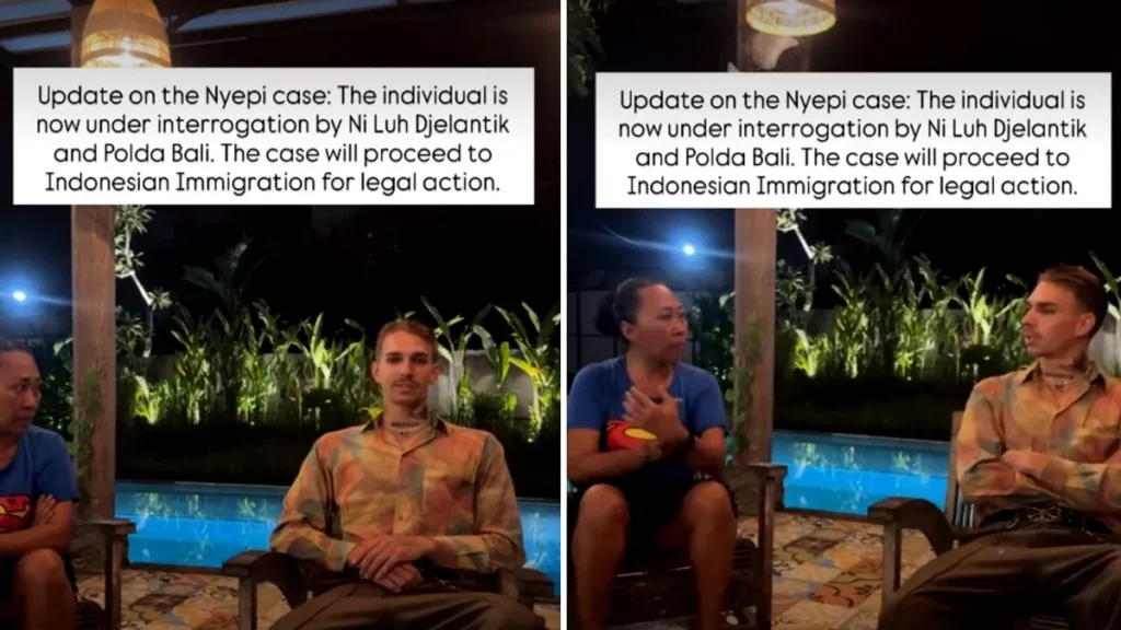 Photo of a Swiss foreigner named Luzian Andrin Zgraggen during a meeting and clarification with Balinese Senator Ni Luh Djelantik in Mengwi, Bali, regarding Prihal's alleged insult to the Nyepi holiday in Bali. (Photo: IST)