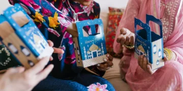 Photo of Three Women Celebrating Eid Mubarak or Eid al-Fitr