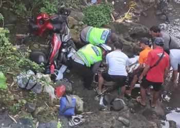 Photo: A motorcyclist plunged into a ravine under the Pangkung Berembeng Bridge in Hamjar Dinas Bajera Jero, Bajera Village, Selemadeg District, Tabanan, on Monday (March 23, 2026). (IST)