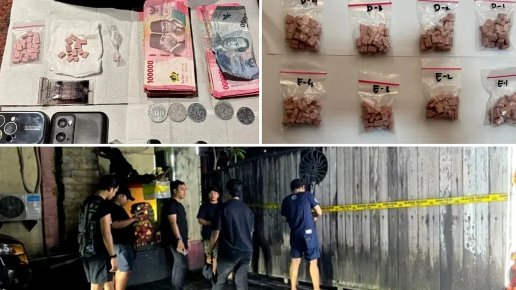 Collage Photo of Evidence and the Raid on New Star Bali Nightclub