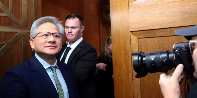 Photo: Nvidia Founder and CEO Jensen Huang arrives for a meeting with the Senate Banking Committee on Capitol Hill in Washington, D.C., U.S., December 3, 2025. (REUTERS/Evelyn Hockstein)