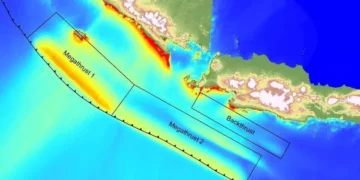 Photo: A segment of the megathrust zone in southern Java and Sumatra. (Doc. Journal "On the potential for megathrust earthquakes and tsunamis off the southern coast of West Java and southeast Sumatra, Indonesia")