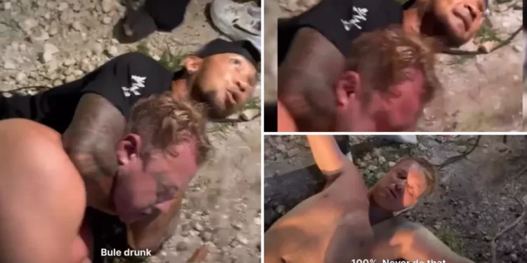 A screenshot of a video of a female police officer holding a suspected drunk foreigner in the Uluwatu area of ​​Pecatu, South Kuta, Badung, Bali, has gone viral on social media.