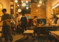 Illustration photo of the atmosphere of activities in a coffee shop at night (Hey Bali)