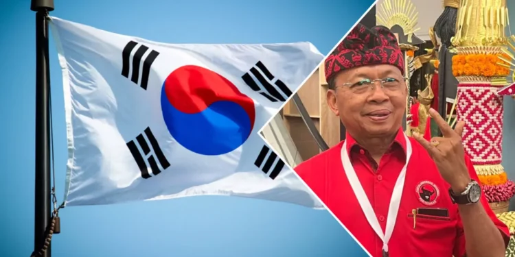 South Korea Issues Travel Warning for Bali. Governor Koster’s Response: Just One Word 37 Photo Collage of the South Korean Flag and Bali Governor I Wayan Koster (Ist)