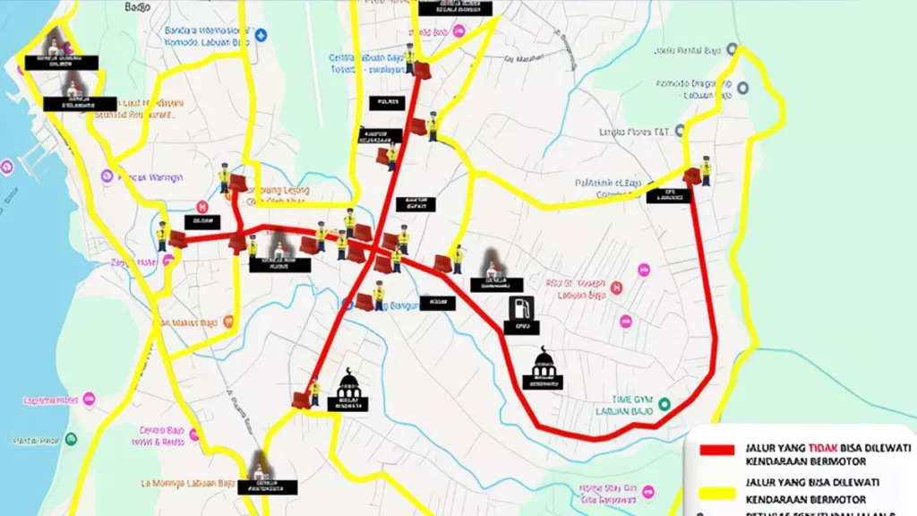 Traffic Engineering Map for Good Friday Security in Labuan Bajo (West Manggarai Police Document)