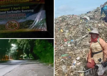 Collage Photo of Suwung Bali Landfill and the quiet activity at the Suwung entrance on April 1, 2026 at 00.00 WITA (Hey Bali)