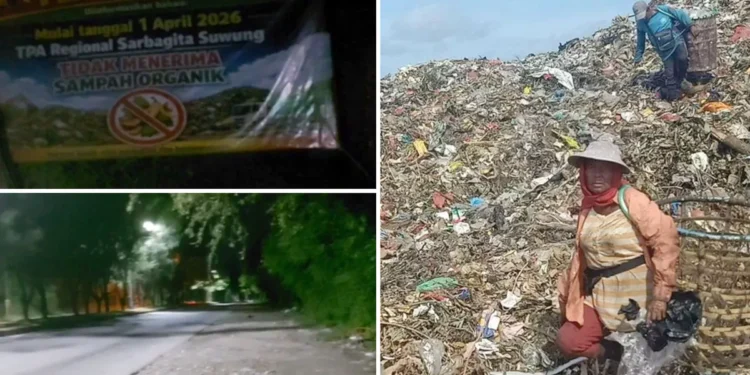 Collage Photo of Suwung Bali Landfill and the quiet activity at the Suwung entrance on April 1, 2026 at 00.00 WITA (Hey Bali)