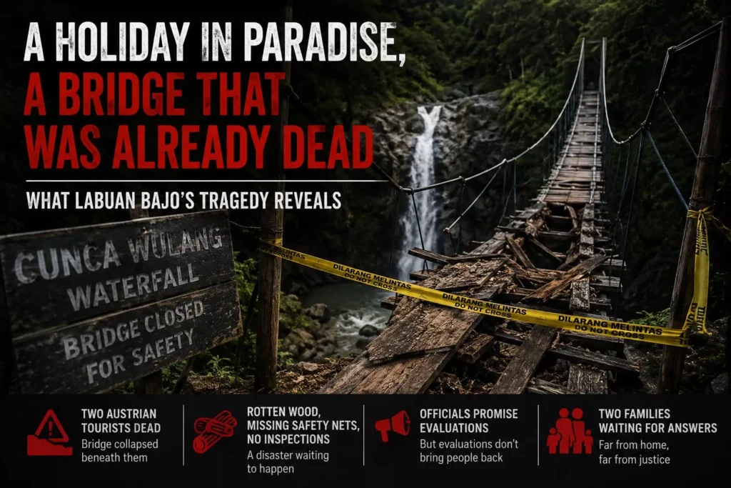 Infographic of the tragedy in Cunca Wulang Labuan Bajo which claimed the lives of two Austrian tourists (Hey Bali)