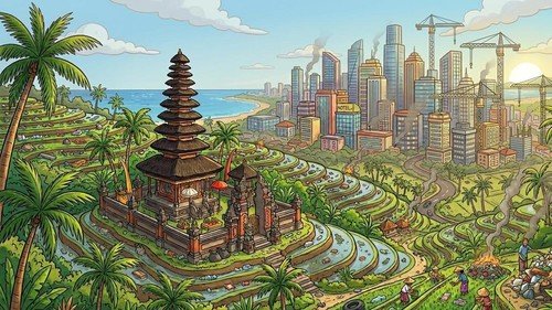 Bali's 15-Meter Rule Helped Define The Island. Now A Proposal To Triple It Is Triggering A Cultural Fight. 38 Illustration of development in Bali. (Gemini AI)