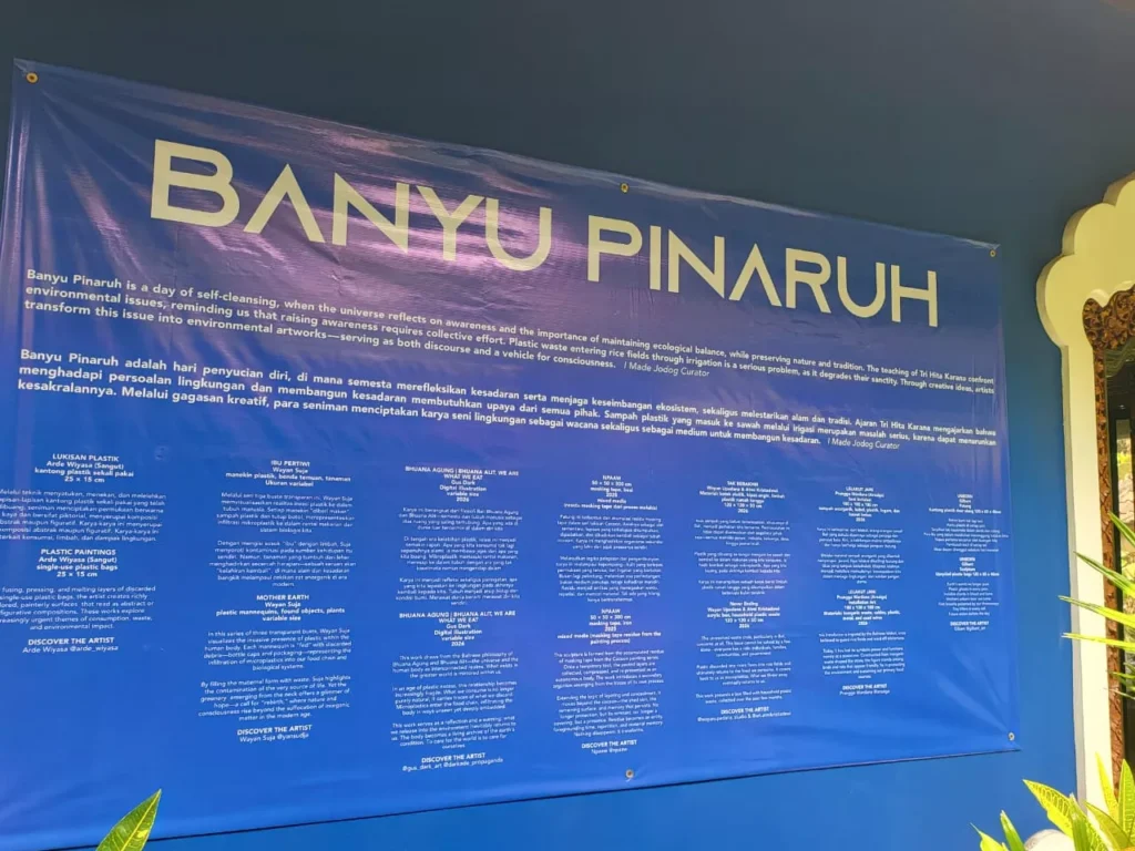 The Plastic Jellyfish of Gang Bintang: How Eight Artists in Ubud Are Trying to Save Your Dinner 40
Explanatory photo of the artist's name and artwork exhibited at Junkyard Collective Bali
