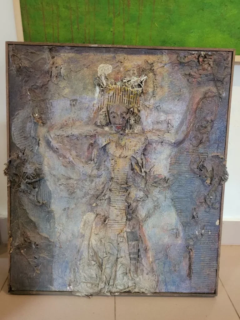 The Plastic Jellyfish of Gang Bintang: How Eight Artists in Ubud Are Trying to Save Your Dinner 44 One of the paintings by I Made Jodog which is made from various types of waste and produces an extraordinary work (Hey Bali News)