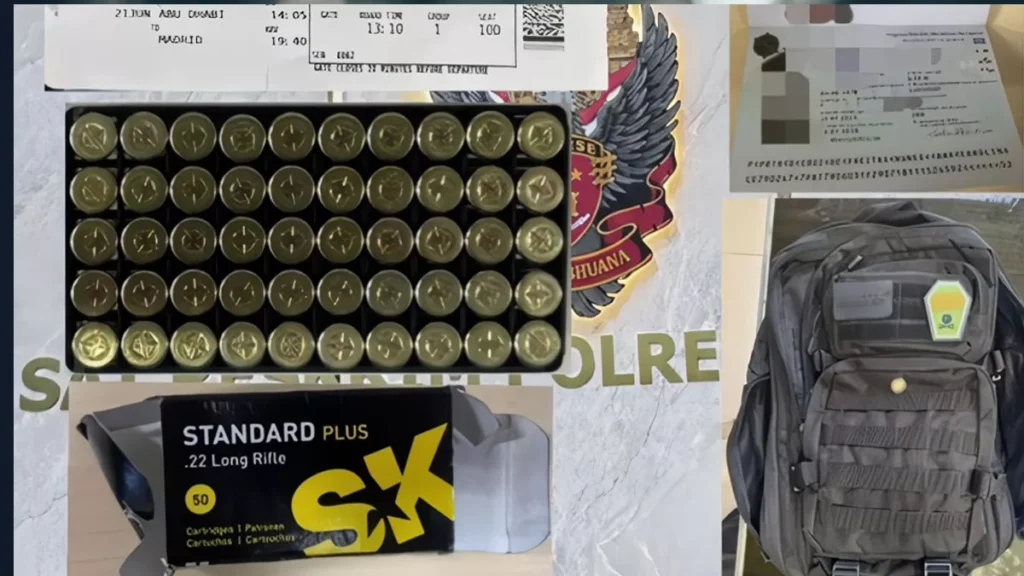 Portuguese Traveler Detained at Bali Airport After Security Officers Discover 50 Rounds of Ammunition 38 Photo: Evidence confiscated from a Portuguese citizen caught carrying 50 rounds of ammunition at I Gusti Ngurah Rai Airport, Badung. (Doc. Ngurah Rai Airport Police)